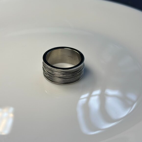 Strata Core: Textured Steel Ring – Industrial Layers, Heavyweight Energy